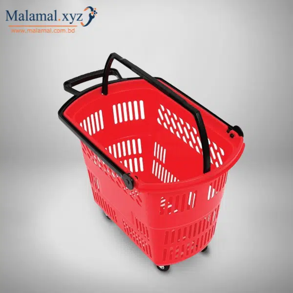 Food Grade Shopping Basket Trolley Plastic With Wheels